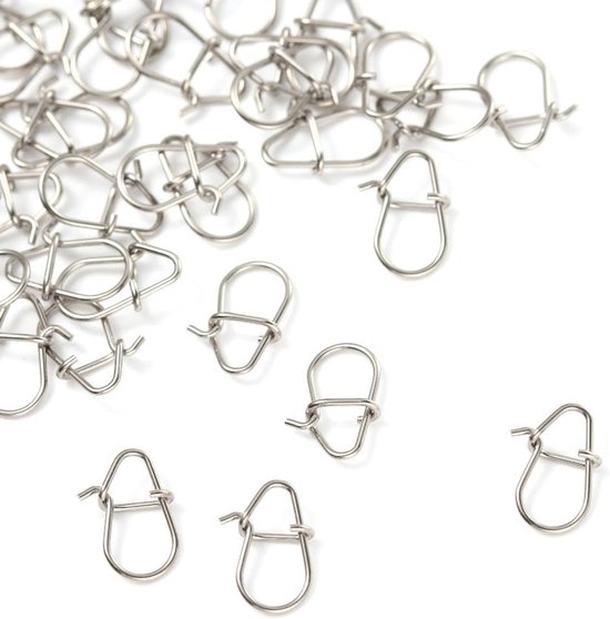 100 stuks Fast Clip Lock Vispennen Lure Connector Vishaak Draaibare Massieve Ringen Veiligheidssluitingen Roestvrijstalen Vispennen Visaccessoires (Grijs) van OBSIDIAN® — afbeelding 2
