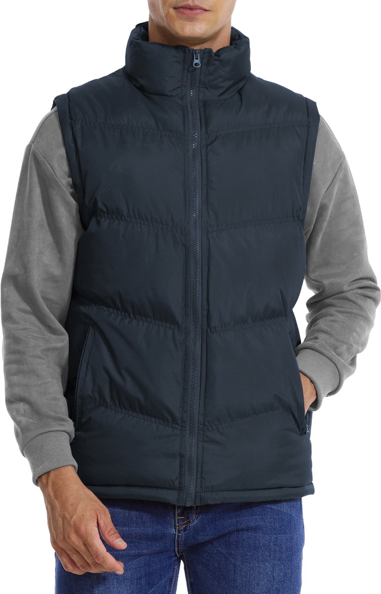 MEETHOO Outdoor/Werk Casual Bodywarmer Heren -Outdoorkleding/Werkkleding Jas Heren Mouwloze -Donkerblauw