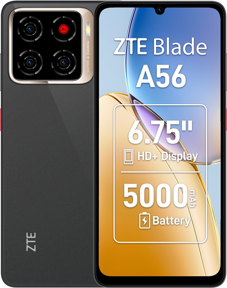 ZTE Blade A56 - 4GB/128 GB - Starry Zwart