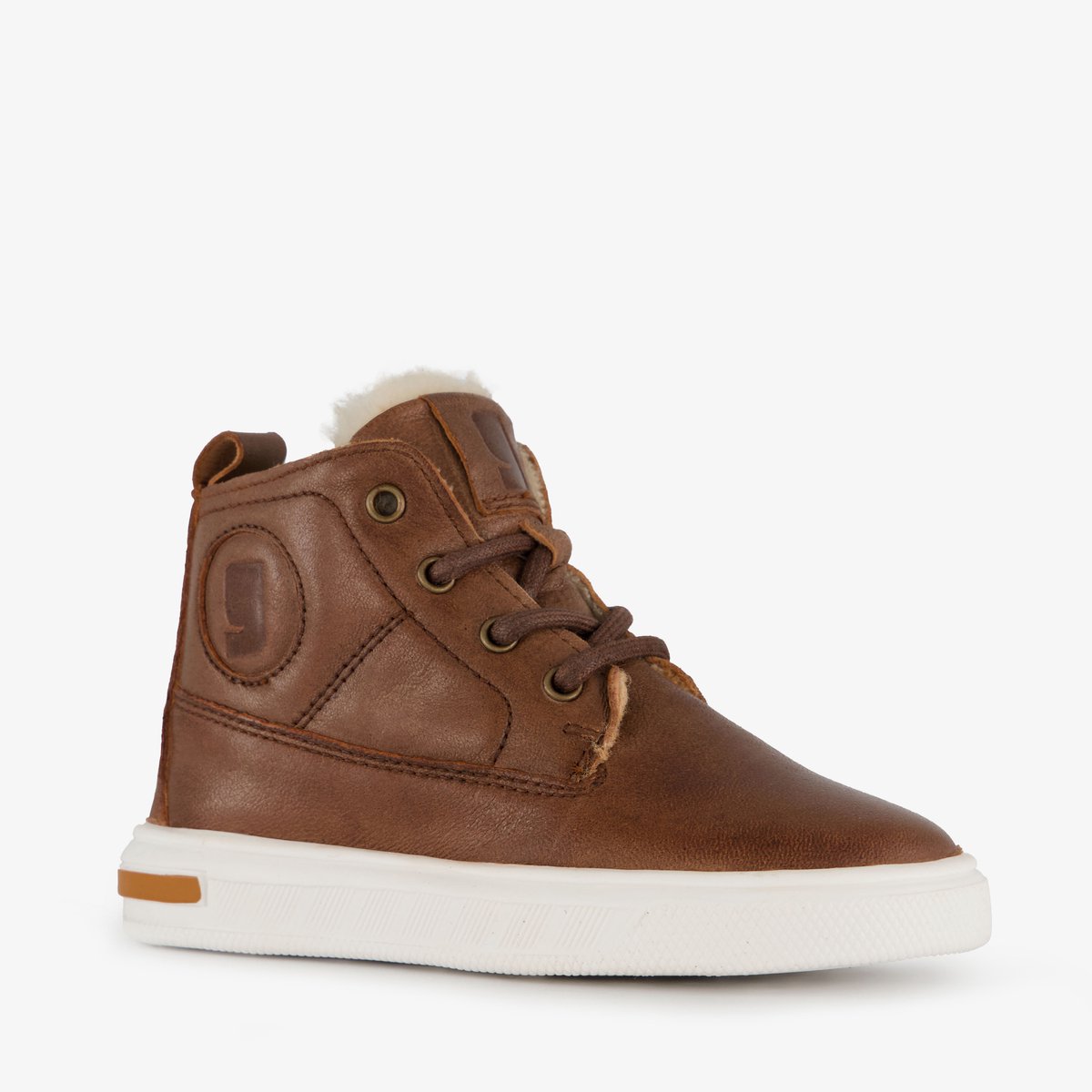 Groot hoge leren sneakers voor jongens cognac - Maat 24 - Uitneembare zool