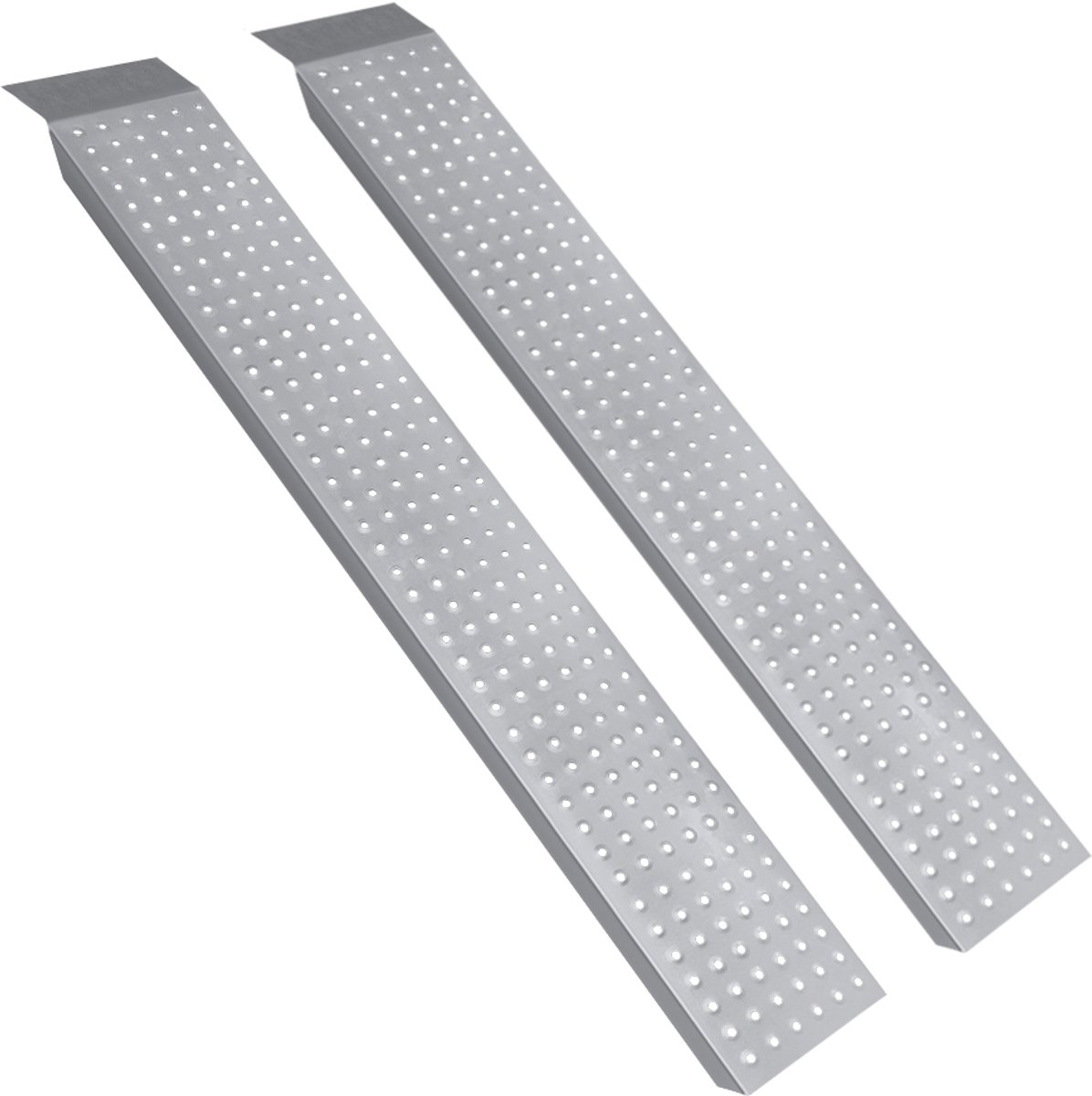 Aufun 2 stuks Oprijplaat van verzinkt staal tot 400 kg, antislip laadhelling voor aanhanger, motorfiets, ATV, quad, 135 x 23 cm, Zilver