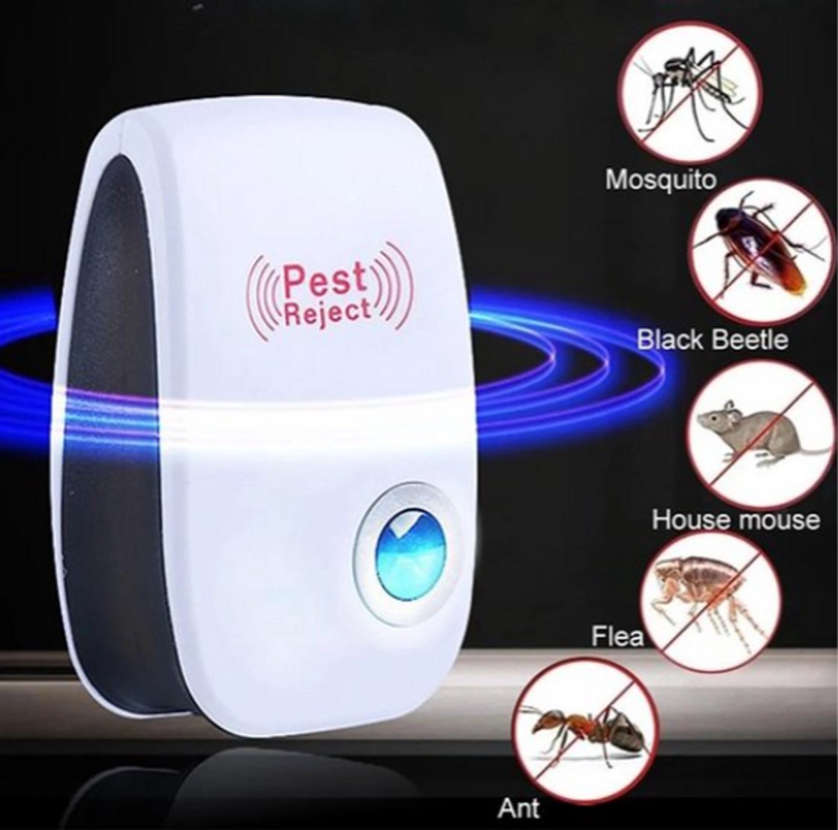 1x Elektronische Ultrasone Ongediertebestrijder - Muggen, Muis, Rat, Kakkerlakken en Insecten Verjager voor Huishouden - Effectieve Ongediertebestrijding, Muisverjager, Insectenverjager, Ongedierte Repellent, Huishoudelijke Ongediertebestrijding