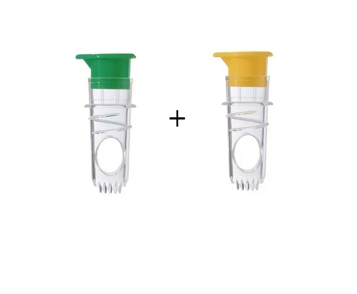 K&R Ventures® Handmatige Citroenpers – 2 Stuks Citruspersen met Schroefdop & Deksel – Groen & Geel – Voor Cocktails, Drankjes & Keuken – Compact & Draagbaar