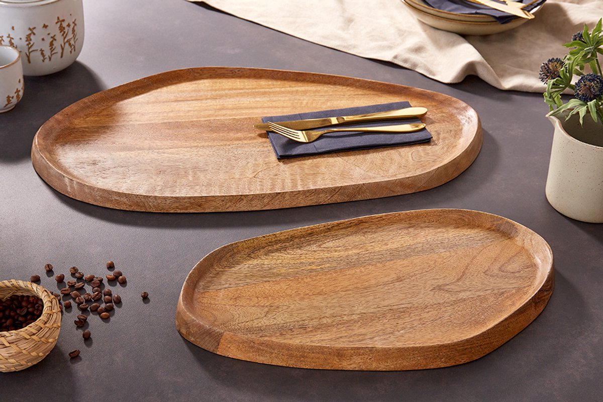 Set van 2 massieve dienbladen AMAZONAS 56 cm handgemaakt mangohout - 41366