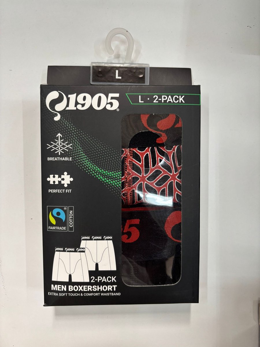 2 stuks Q1905-Quick Heren boxershot- Zwart-Rood-L