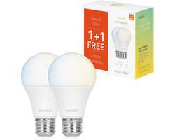 foto van Hombli Slimme verlichting - Wifi lamp - E27 - Warmwit licht - Geen bridge nodig - Smart LED - Dimbaar en Tunable - Promopack 1+1