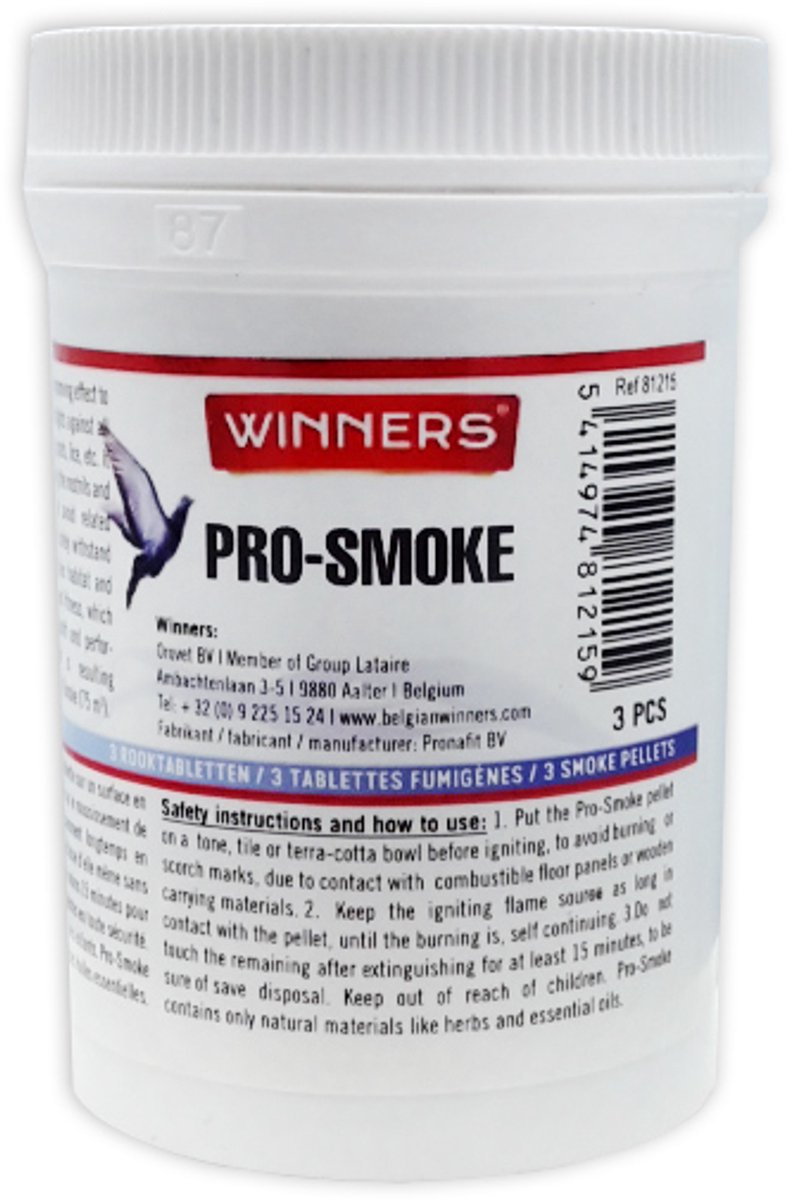 Belgian Winners Pro Smoke 3 tabletten - voor postduiven - rooktabletten
