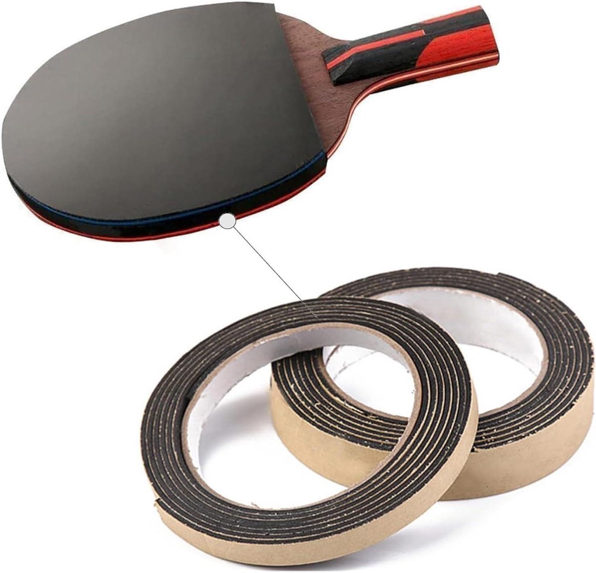 15 meter lang anti-botsing zijband tafeltennis randtape - set van 2 stuks met zelfklevende weerstrip