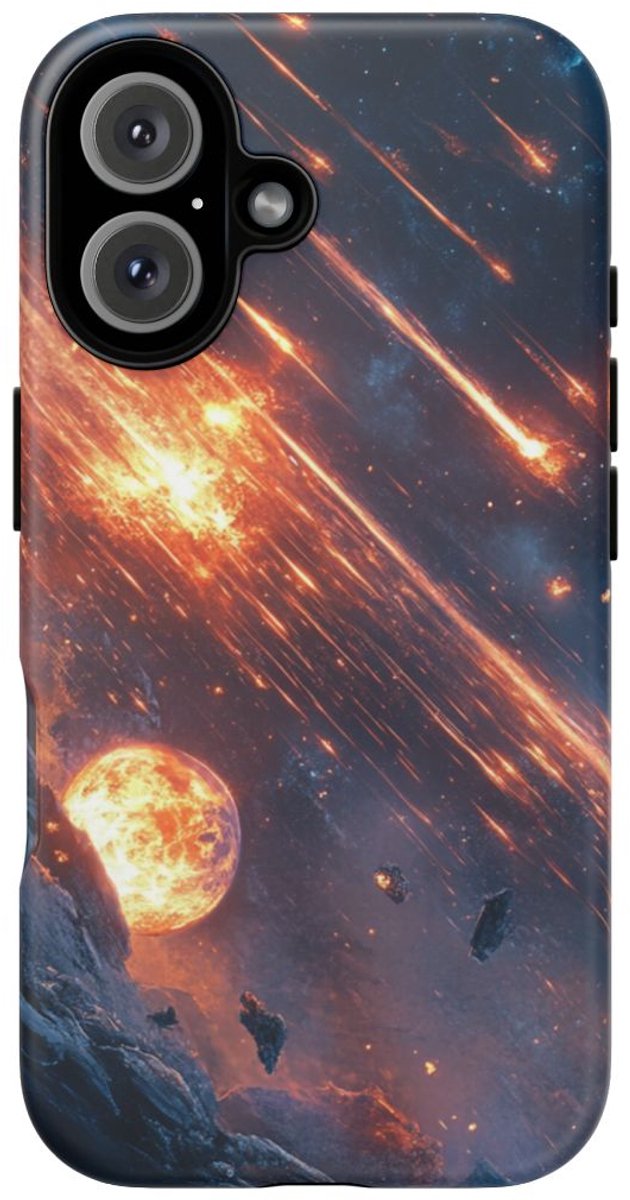 Gloeiende Meteoren en Planeten in de Ruimte – Telefoonhoesje Geschikt voor iPhone 16