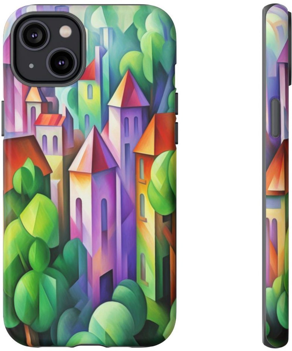Kleurrijk Abstract Stadsgezicht – Telefoonhoesje Geschikt voor iPhone 14 Plus