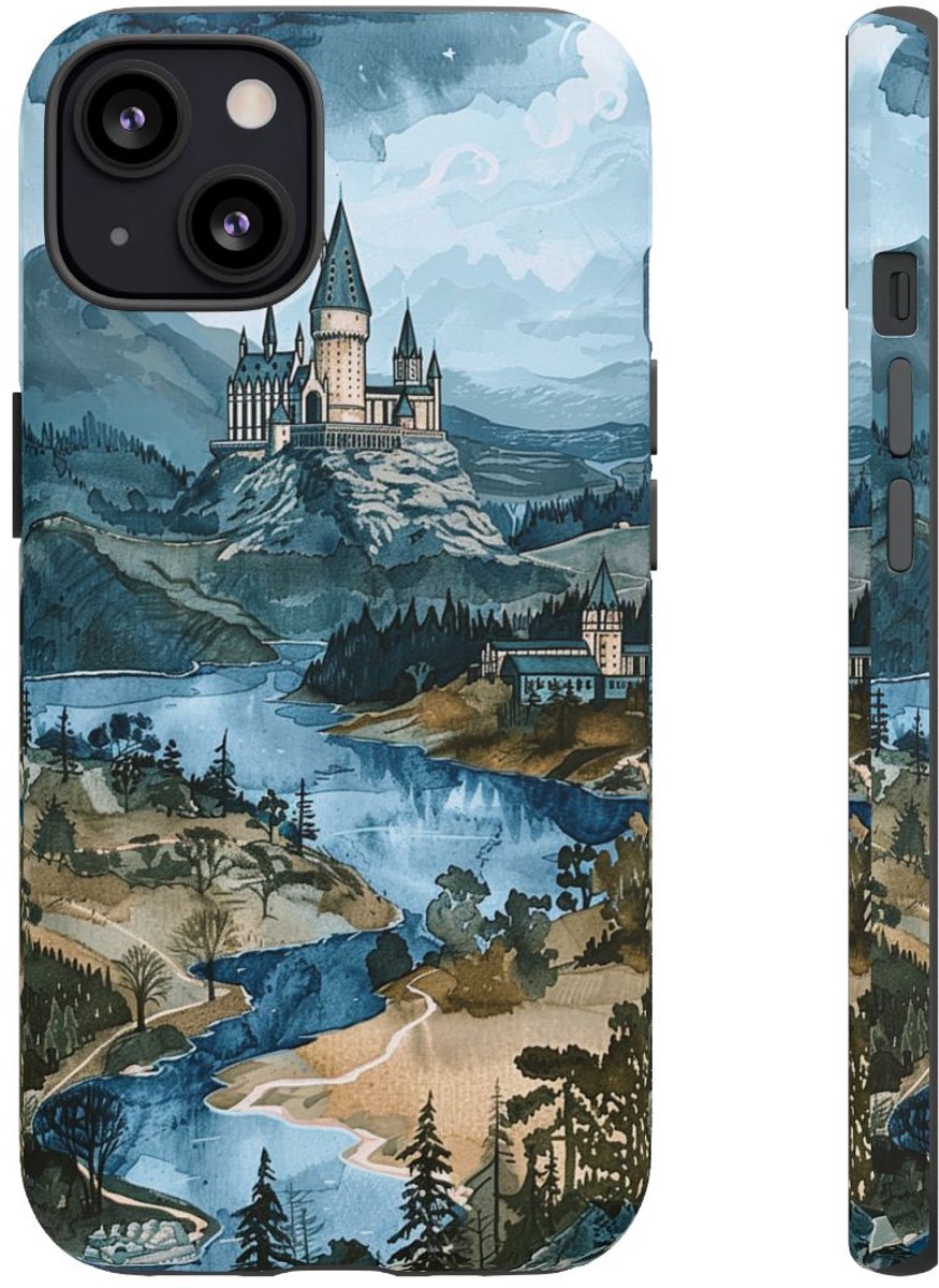 Handgeschilderd Kasteel in Landschap – Telefoonhoesje Geschikt voor iPhone 13