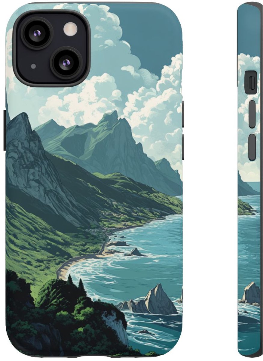 Berg- en Zeelandschap – Telefoonhoesje Geschikt voor iPhone 13