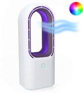 Bladloze Ventilator met LED Licht - Tafelventilator met Verlichting - Draagbare Ventilator - Wit - Silvergear