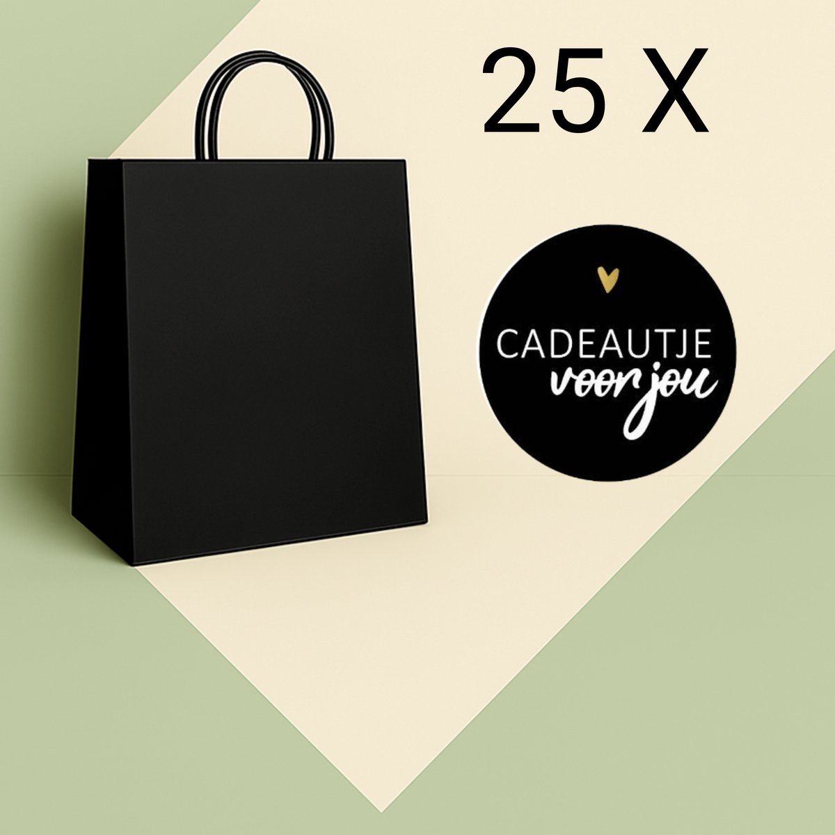 HGN Papieren Tasjes -Cadeautasjes-Cadeauzakjes-25 Stuks-Zwart-Incl 25 Stickers twv 5,99-Gratis verzending-18+8x22 cm
