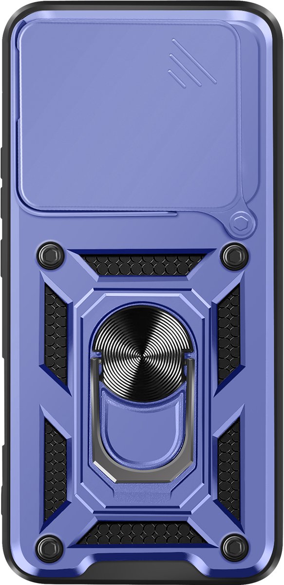 Avizar Hoes Geschikt voor Honor 400 Lite Magnetische Ring Camera Bescherming, Blauw