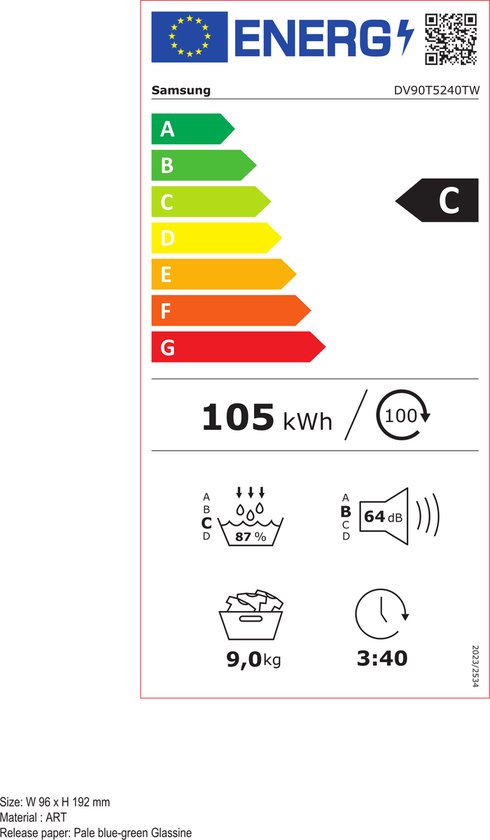 Samsung DV90T5240TW - 5000 Serie - Warmtepompdroger