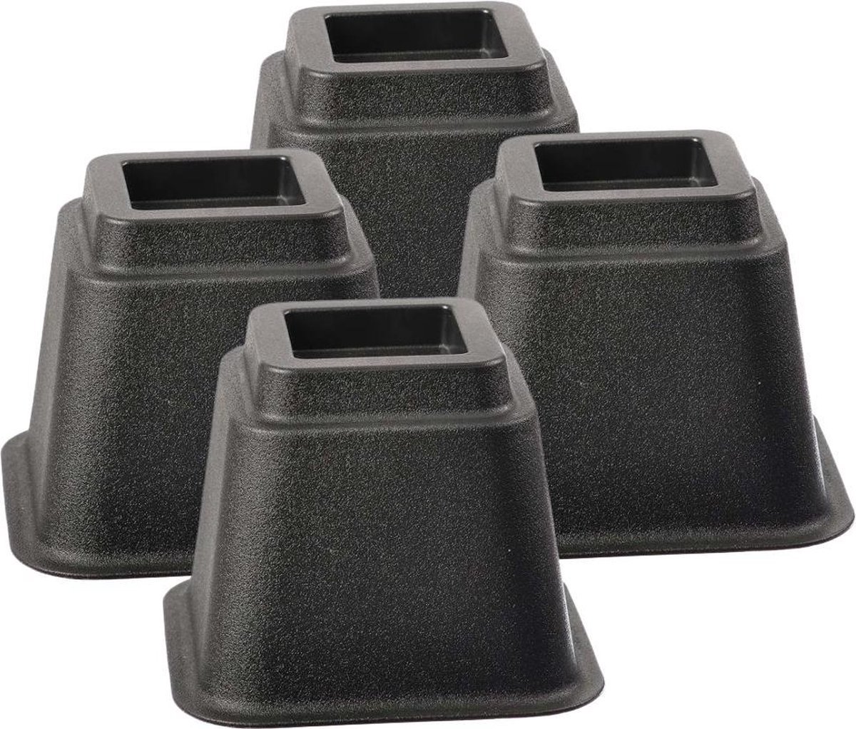 Goedkoopste Bedverhogers zwart - bedklossen - meubelverhogers - stoelverhogers 13 cm hoog. Per set van 4. Max. 600 kg