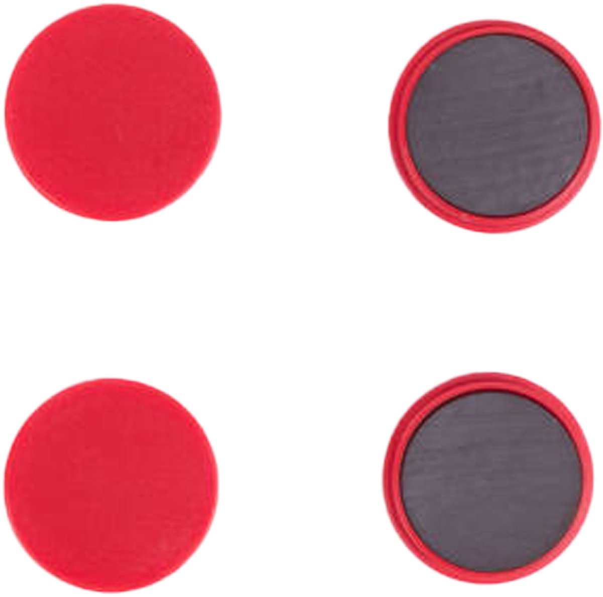 Benson koelkast magneten rond - zelfklevend - Rood - 4x stuks - D35 mm - magneetjes