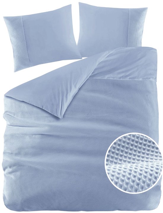 Housse de Couette Papillon Mendoza Bleu Clair Lits-jumeaux 240x200/220 cm - Percale de Katoen Egyptien Haute Qualité Super Doux