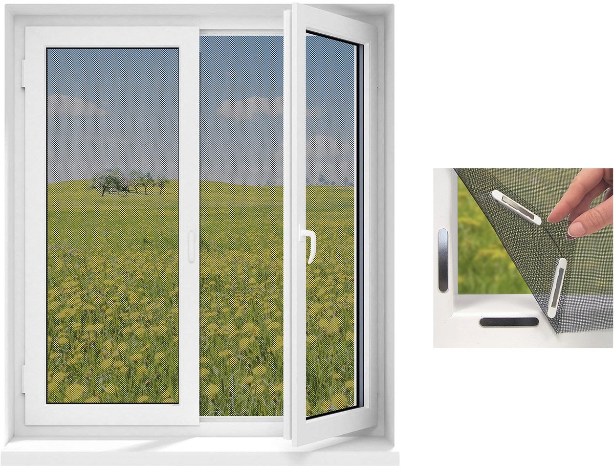 Elpatron.nl Raamhor - 130 x 150 cm - Wit - Universele Raam Hor - Magnetisch Horrengaas op Maat - Insecten Hor - Raam Hor - Net Tegen Insecten - Horrengaas - Vliegenhor - Horgaas Inkortbaar - Muggengaas Magneet - Magnetische Hor Voor Ramen