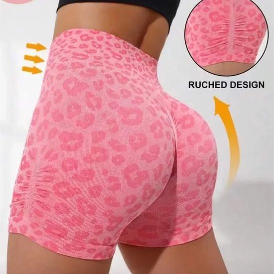 Korte Shaping Sportlegging - Roze Tijgerprint - Legging - Luipaard - Maat L van Merkloos — afbeelding 2