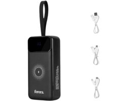 Ferera Wireless Powerbank – 30.000 mAh – Noodpakket – Snellader 22.5W – Inclusief USB-Kabels
