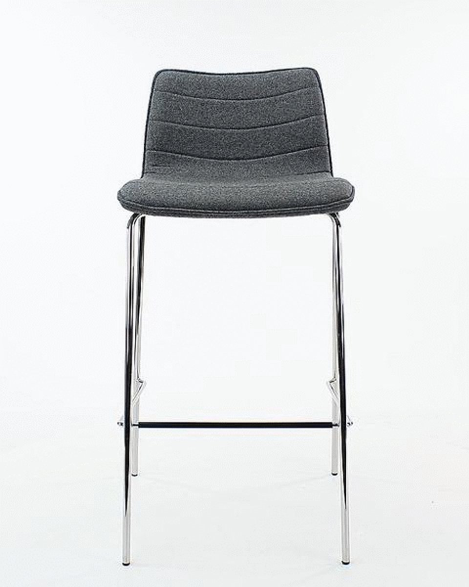 Workliving Verona Barkruk 75 cm - Middengrijs Wolvilt - Chroom onderstel