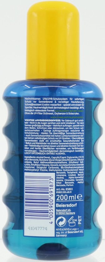 Nivea | 6 x SUN 200 ml zonnebrandspray SPF 30 | UV dry protect Sport | transparant spray