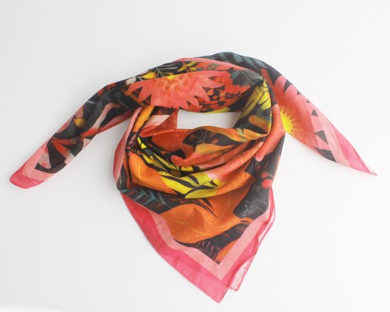 Écharpe à fleurs Lara - Accessories Junkie Amsterdam- Écharpe femme - Écharpe fine - Écharpe pour le printemps - Katoen- Châle - Cadeau - Imprimé Fleurs - Rose