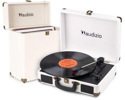 Retro platenspeler met platenkoffer - Audizio RP116CR - Platenspeler Bluetooth - Met speakers - Crème