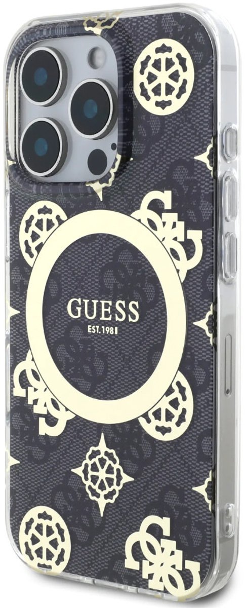 Guess iPhone 16 Pro Backcover hoesje - Magsafe IML - 4G Peony - Zwart