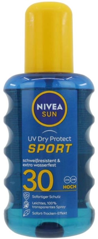 Nivea | 6 x SUN 200 ml zonnebrandspray SPF 30 | UV dry protect Sport | transparant spray