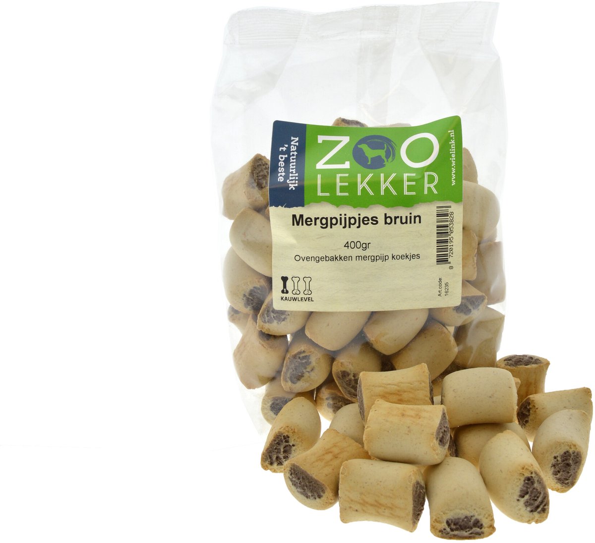Zoolekker Mergpijpjes Bruin - hondenkoekjes - 400 gram