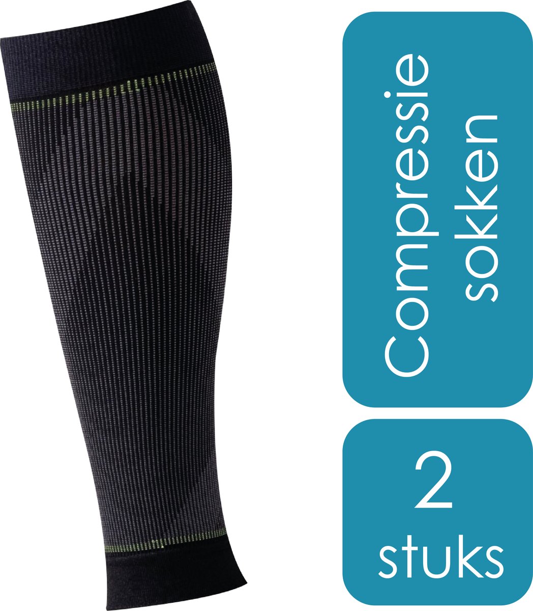 Pediq Compressie sokken M - 2 stuks - Voorkom blessures & spierpijn, sneller herstel - Heren & dames
