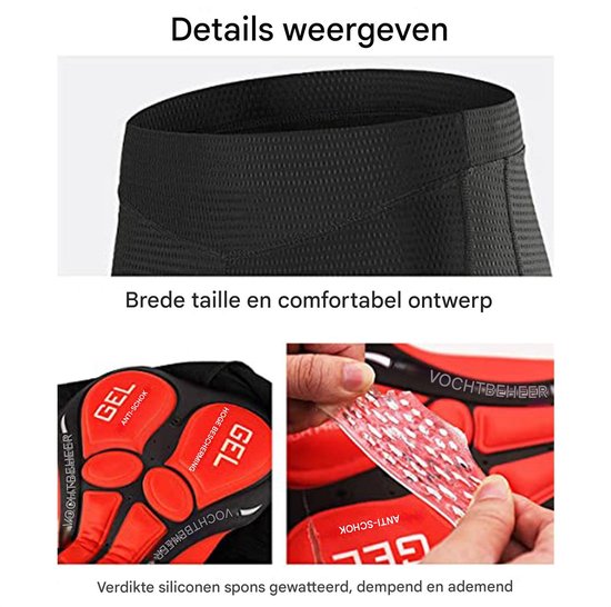 Fietsonderbroek Heren - Gelgevulde Fietsbroek - Ademend & Ergonomisch - Voor Fietsen & Sport - Anti-slip Randen - Zwart - XL - 1 stuk — afbeelding 5