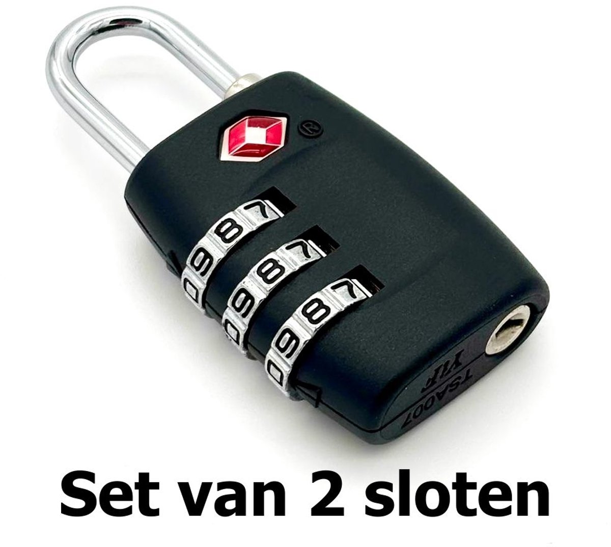Set van 2 TSA Cijfersloten – 3-Cijferige Combinatie – Voor Koffers & Bagage – Zwart