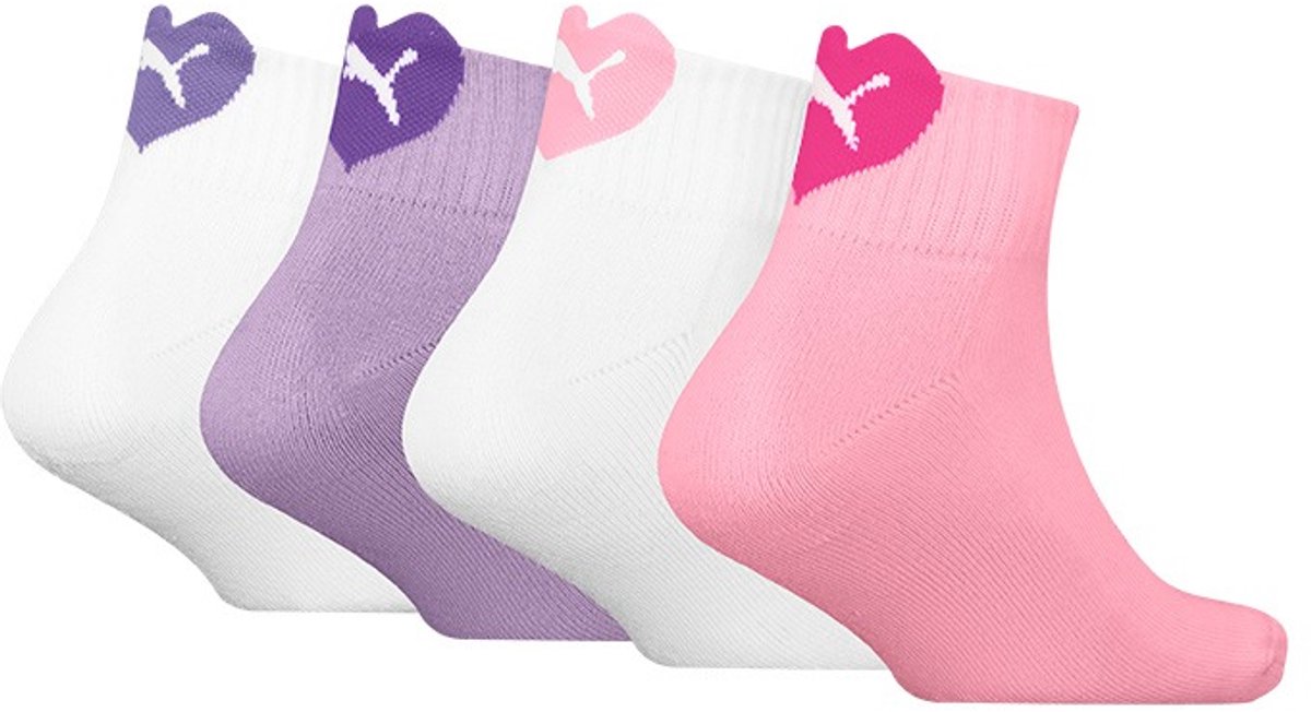 PUMA kids 4P quartersokken heart logo multi Multicolor