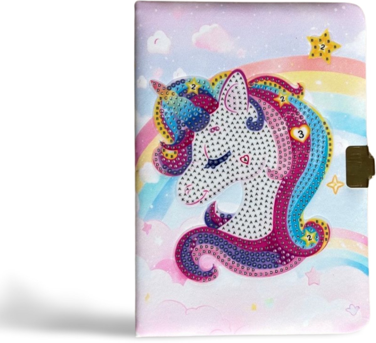 F4B Diamond Painting Notitieboek - Kleurrijke Eenhoorn - Ronde Steentjes