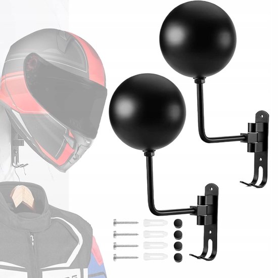 VexNook Motorhelmhouder voor aan de muur, wandhouder voor helmen, multifunctionele helmhouder voor motoraccessoires, hoogwaardige materialen, draagvermogen tot 40 kg