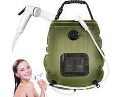 Zomerkamp douchetas - Kampeer buitendouche - Draagbare kampeerdouche - met 20L watertank - Op zonne-energie - Opvouwbaar en ophangbaar - Met douchekop en flexibele slang - Mobiele reisdouche - voor zomerkamperen - Kamperen - Wandelen - Reizen - Tuini