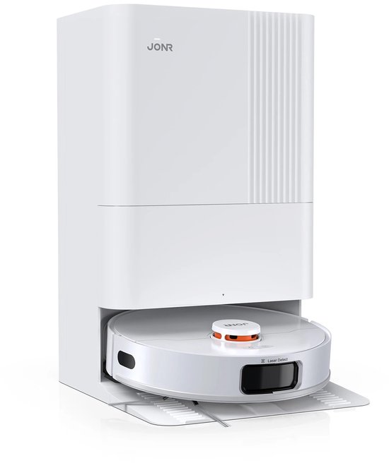 Seastone - JONR P20 - Robotstofzuiger Met Dweilfunctie Met Warme Lucht Om te Drogen - 8000 PA - Zeer Krachtige Zuigkracht – Vermijden van Obstakels - Adaptief Kantdweilen - Hete Lucht Drogen - Anti-tangle Roller Brush + Automatische Leegfunctie - Wit