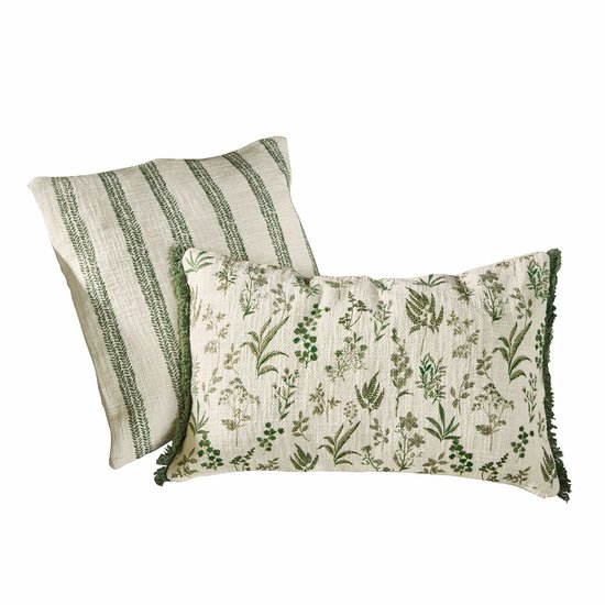 Ensemble de housses de coussin 2 pièces LOBERON Wescombe vert/blanc