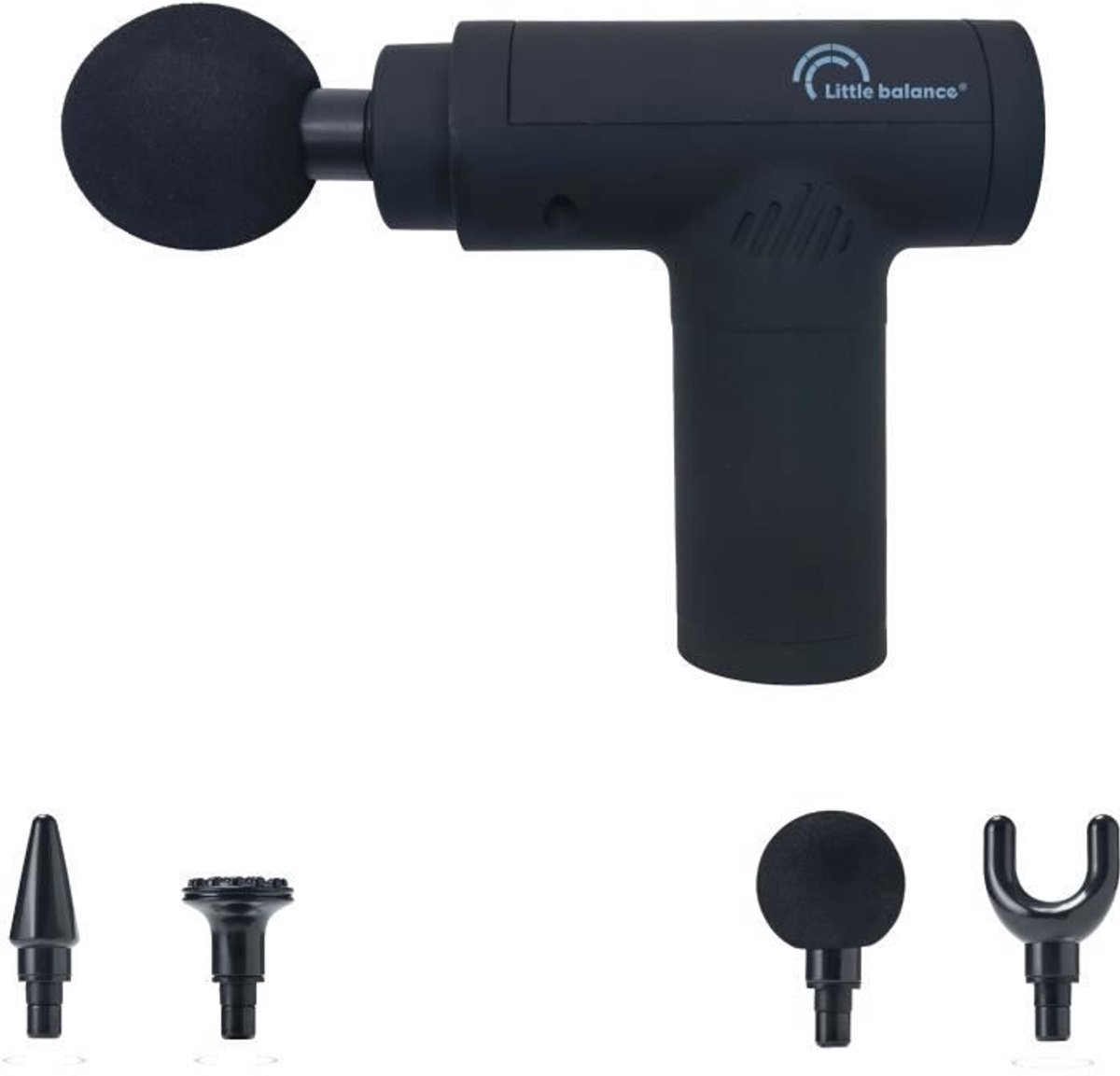 Massagepistool - LITTLE BALANCE - Sport Relax - 6 snelheden - 4 koppen - Zwart