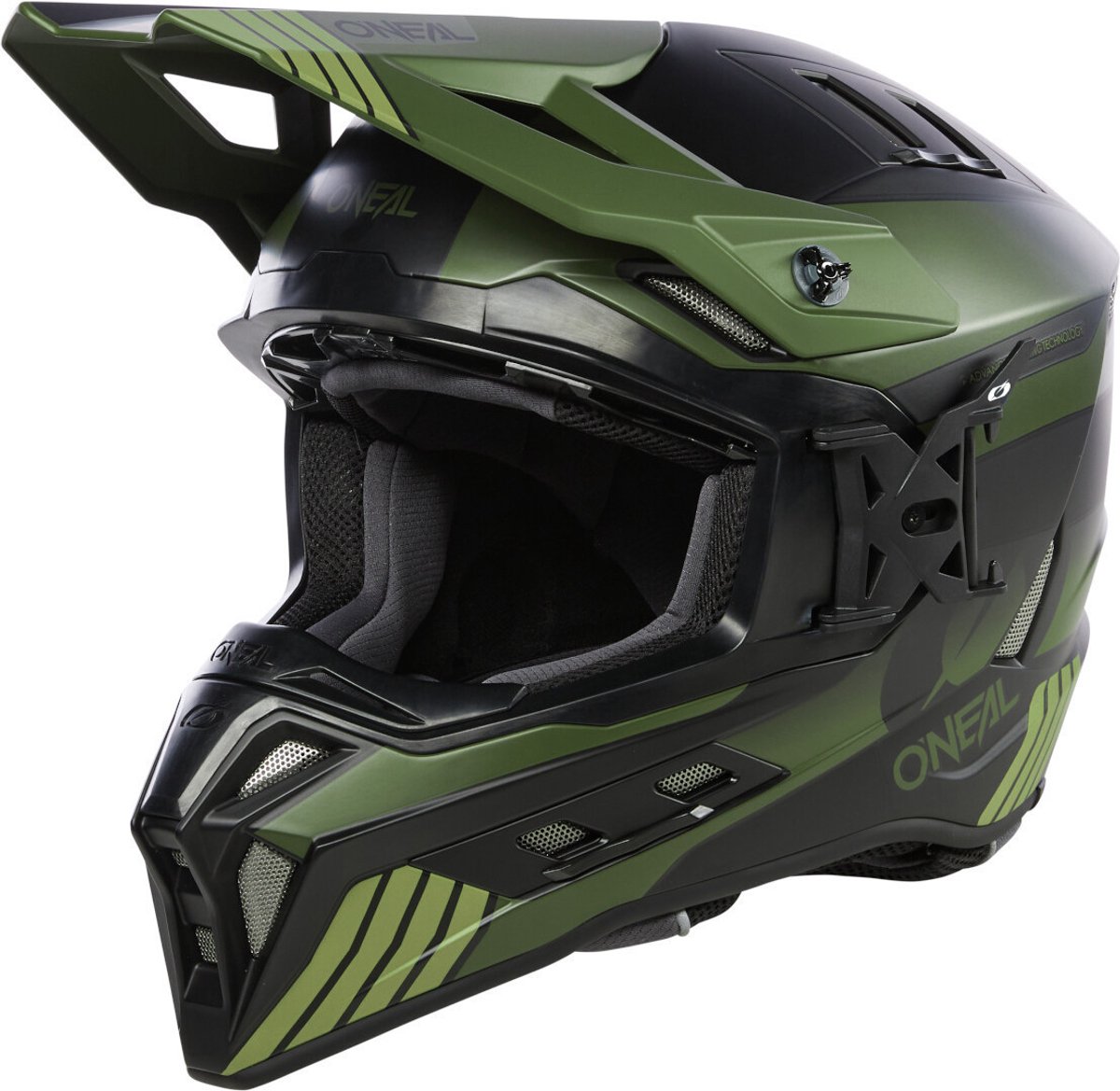 O'NEAL EX-SRS Hitch Matt Black Green Motocross Helmet - Maat XL - Helm