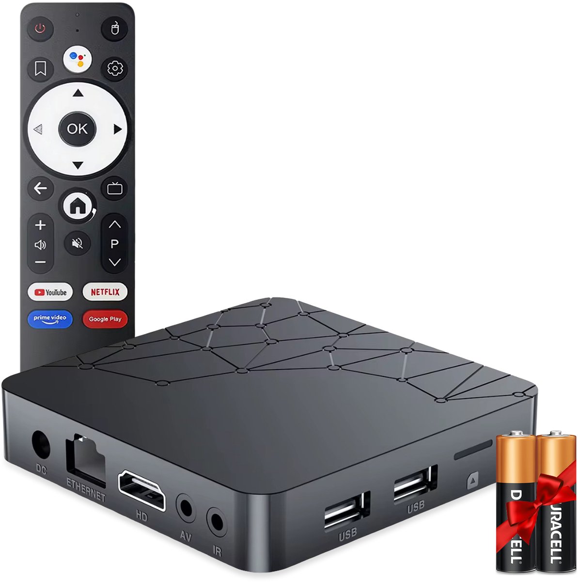 Android Streaming TV Box 4K – Google Assistant – Netflix & YouTube – HDMI – 2GB RAM / 16GB ROM – WIFI – chromecast – incl. batterijen
