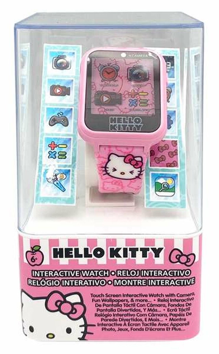 HELLO KITTY Interactief Kinderhorloge - Meisjes Horloge met Educatieve Functies - Leren Klok Kijken - Roze - Officieel Hello Kitty