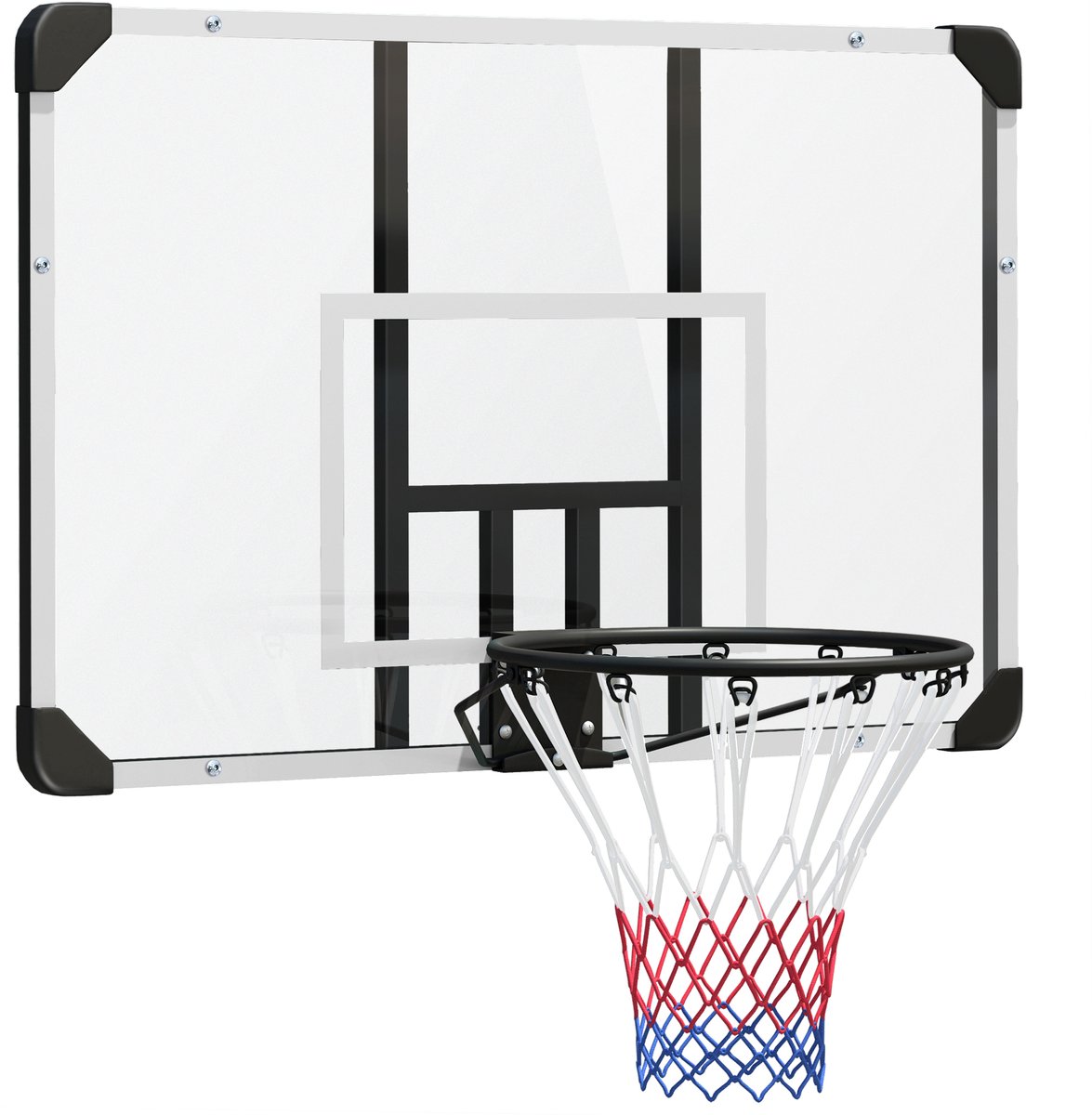 SPORTNOW-Basketballkorb-Stahl, Kunststoff-113L x 61B x 73H cm-Schwarz+Transparent+Weiß
