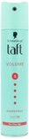 Mintgroene spuitbus Taft Volume haarspray met rode details.