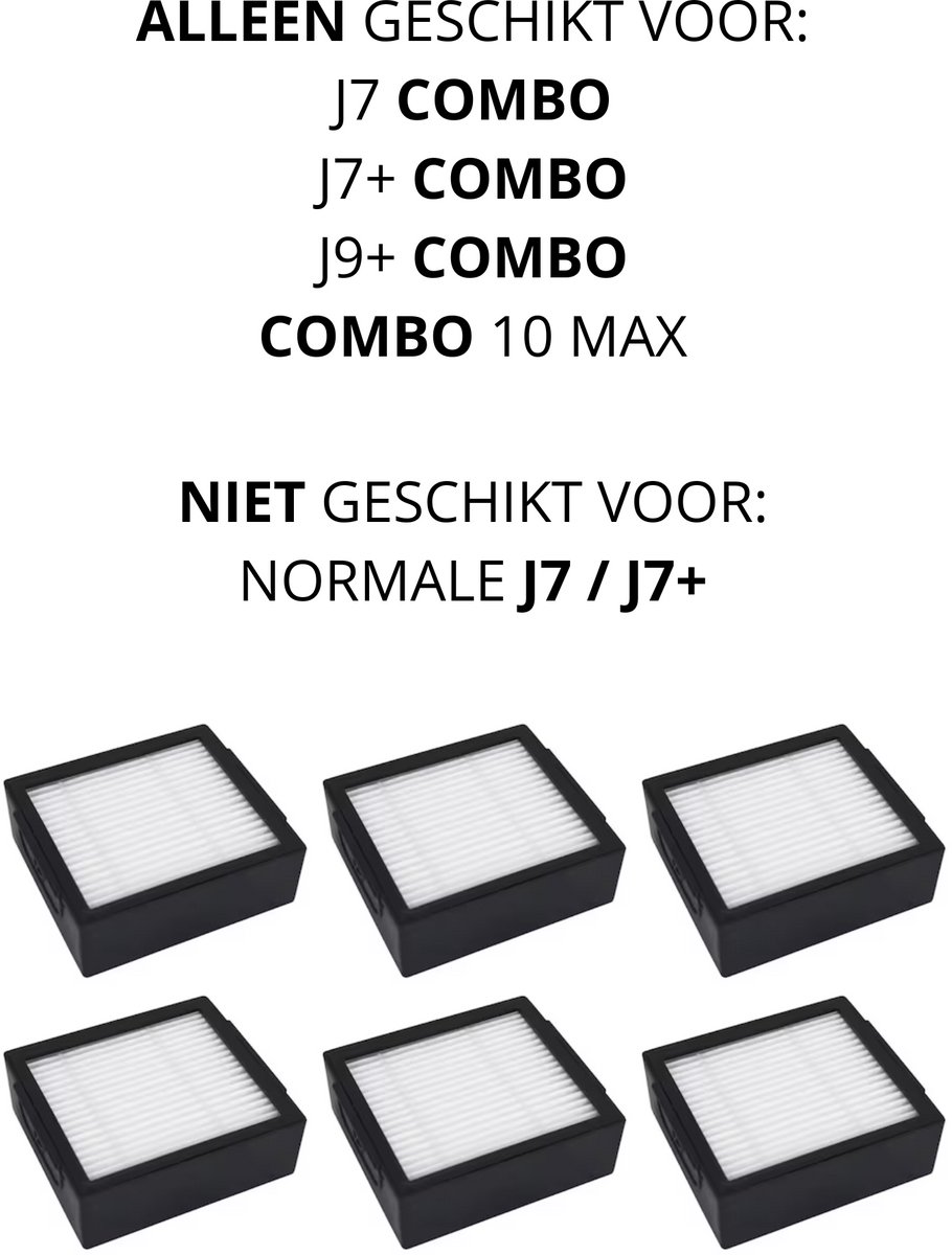 Bramokava® 6x HEPA Filter – ALLEEN geschikt voor iRobot Roomba COMBO j7+ / COMBO j9+ / 10 Max – NIET voor gewone j7+ / j9+ Robotstofzuiger