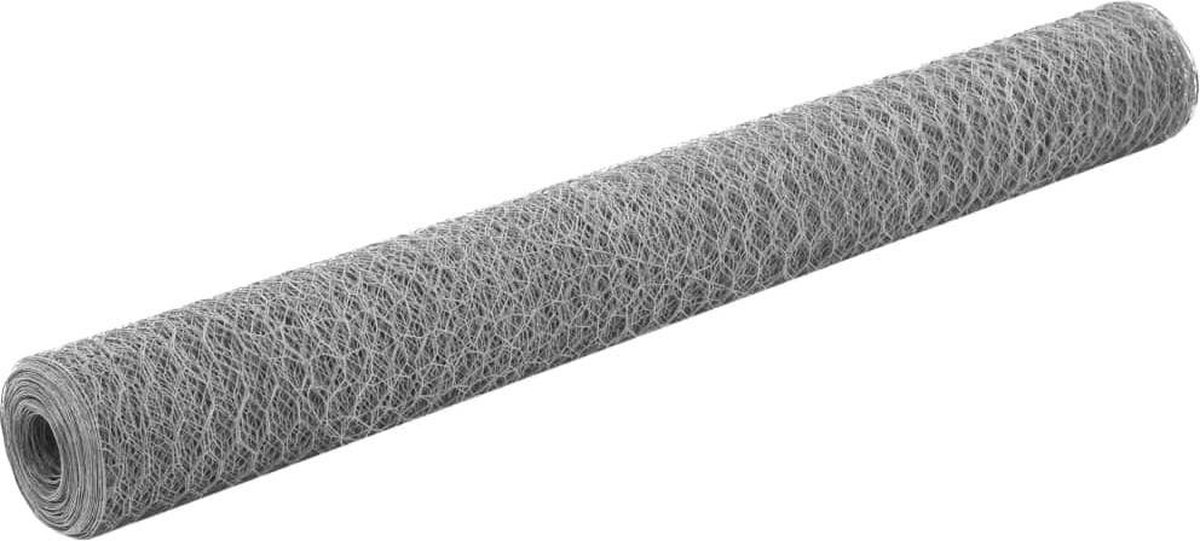 Bol.com vidaXL Draadgaas hexagonaal 25x1.2 m gegalvaniseerd staal zilver aanbieding